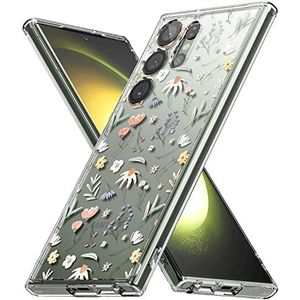 Ringke Fusion Design Beschermhoes compatibel met Samsung Galaxy S23 Ultra 5G (2023), bloemenpatroon, dunne beschermhoes met bandgaten, gedroogde bloemen