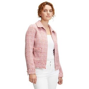 Cartoon Tweed blazer voor dames met zakken, Roze/Roze