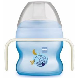 MAM D117 Starter Cup D117 150 ml met mondstuk en antislip handgrepen voor baby's vanaf 4 maanden, blauw