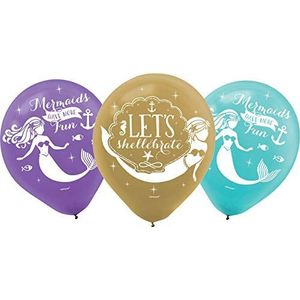 Amscan 9905202 Mermaid Wishes 6 stuks latex ballonnen zeemeermin 28 cm