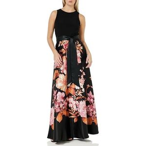 Gina Bacconi Robe de cocktail en jersey et satin floral pour femme, Rose noire., 38