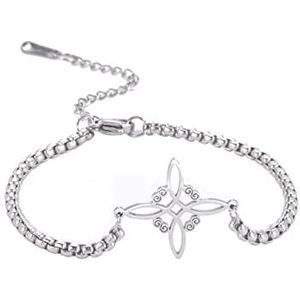SIPURIS Heksenknoop armband voor vrouwen meisjes Keltische schakelarmband roestvrij staal geometrische bescherming amulet sieraden geschenken, Lak, roestvrij staal, edelsteen, Zonder edelsteen