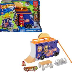 Hot Wheels HMK00 Skatepark Taco Truck Box met 1 exclusief vingerboard, 1 paar afneembare skateschoenen voor vingers en opbergruimte, speelgoed voor kinderen, vanaf 3 jaar