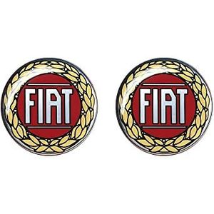21240 Stickers met Fiat-logo, 3D, rood, vintage, zelfklevend, diameter 12 mm, 2 stuks