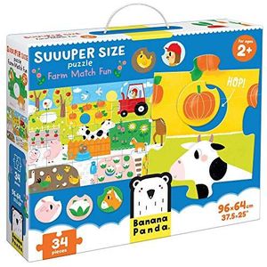 Banana Panda 49108 Suuper Size Puzzel Farm Match Fun - Grote Bodempuzzel en Mapping-activiteit 34 delen voor kinderen vanaf 2 jaar