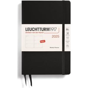 LEUCHTTURM1917 371012 Paperback (B6+) weekplanner 2025, zwart Engels