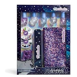 MARTINELIA GALAXY DREAMS NAIL SET & COSMETIC BAG - Kleurrijke nagellak set voor kinderen met make-uptas - Ideaal cadeau voor meisjes