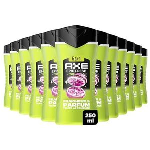 AXE - Gel Douche Homme 5en1 Epic Fresh - 24h Hydratant - 87% d'Ingrédients d'origine naturelle - parfum ananas & pamplemousse - lot de 12x250ml