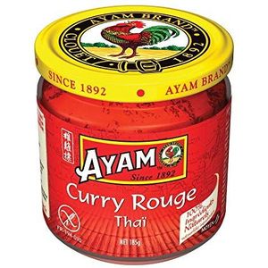 AYAM Curry Thai Curry-pasta rood | 100% natuurlijke ingrediënten | zelfbewuste smaken | gemakkelijk te koken | Curry Thai | gezond voedsel | glutenvrij | lactosevrij | zonder conserveringsmiddelen - 185 g - 3 stuks