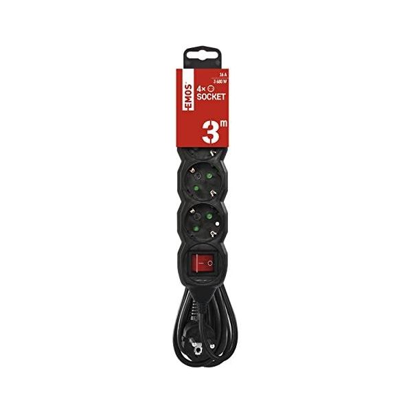 Perel Stekkerdoos met schakelaar, 3 stopcontacten met penaarde (type E), 2  USB-poorten, , 3680 W