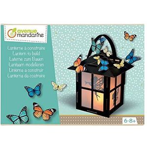 Avenue Mandarine - Creatieve lantaarnbox om te bouwen - Vanaf 6 jaar - Creatieve knutselset - Kartonnen lantaarn om in elkaar te zetten + 3 planken met decoratieve motieven vlinders en feeën - CO168C