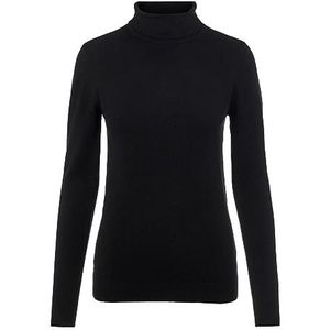 Object Vrouwelijke gebreide trui met opstaande kraag, zwart.