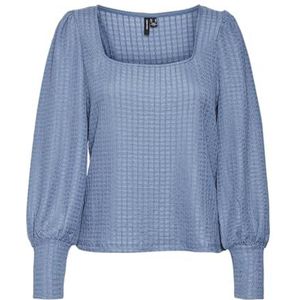 VERO MODA Vmbelita Ls T-shirt à manches longues pour femme à col carré, bleu coronet, M