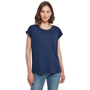 Build Your Brand Extended Shoulder T-shirt voor dames, Navy Blauw