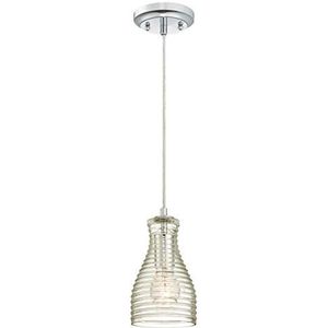 Westinghouse Lighting 6329240 63292 hanglamp voor binnen, met licht gegolfd glas, glas/chroom