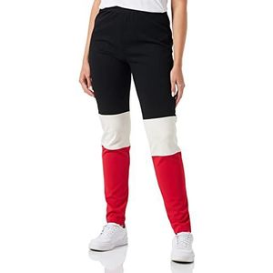Love Moschino Color Block Leg with Embroidered Knit Effect Heart Patch Pantalon Casual Femme, Black Beige Red, L