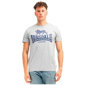 Lonsdale Henconner T-shirt voor heren, Marl Grijs/Marineblauw