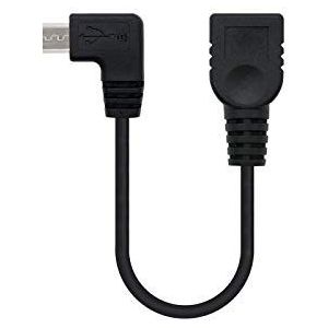 Nano Cable 10.01.3600 USB-kabel 2.0 OTG schuin microfoon, mannelijk op vrouwelijk, zwart, 15 cm