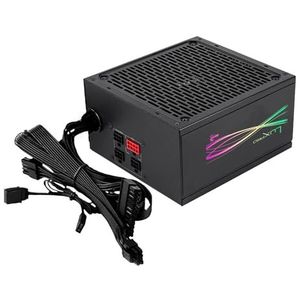 Aerocool LUXPRORGB550M Semi-modulaire RGB-voeding, 550 W, 80 Plus brons + 88%, Japanse condensatoren 14 cm, FDB-ventilator met APFC-technologie, ARGB-compatibel, zwart