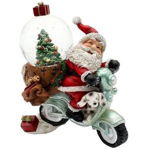 Sneeuwbal kerstman op scooter - motorfiets, L/L/H/Ø bal 11 x 6 x 11 cm, Ø 4,5 cm