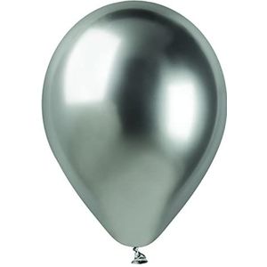 50 stuks metallic ballonnen van hoogwaardig natuurlijk latex G120 (Ø 33 cm / 13 inch), zilver metallic