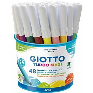 Giotto Turbo Maxi 521400-Pennarelli, Punta Larga, 5 mm, Confezione da, 5214 00, gesorteerd, 48 stuks (1 stuk)