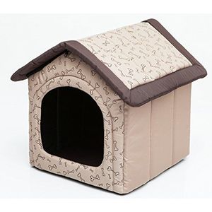 HobbyDog Doghouse R3 52 x 46 cm beige met botten