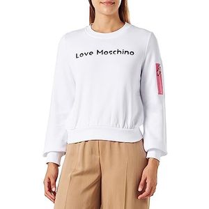 Love Moschino Sweatshirt Manches Longues Coupe Régulière Col Rond Blanc Optique 38 Femme, Blanc optique, 38