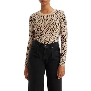 Levi's Baby T-shirt met lange mouwen voor dames (1 stuk), New Stella Leopard Amandel Buff