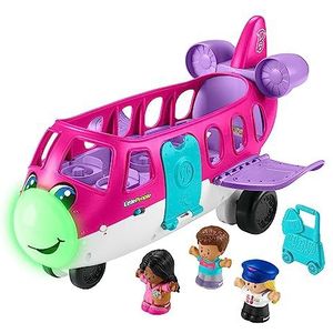 Fisher-Price Little People Barbie Little Dream Plane, vliegtuig met lichten, geluiden en klaptrappen, Barbie en Ken-personages en bagage, meertalige versie, kinderspeelgoed, 18 maanden, HRC37