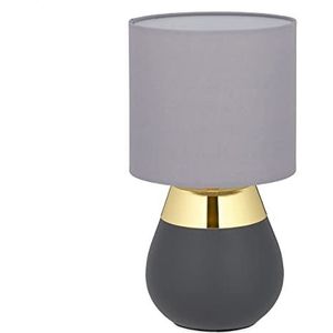 Relaxdays 10029516_259 Dimbaar bedlampje met aanraakfunctie, moderne touch-lamp, 3 niveaus, E14-fitting, H x D: 32,5 x 18 cm, grijs/goud