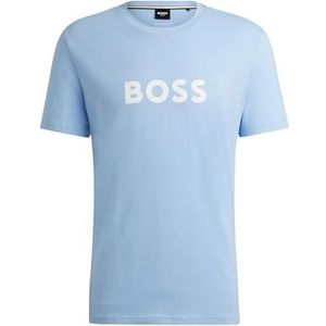 BOSS Hommes T-Shirt RN T-Shirt en Coton Biologique avec Grand Logo, Bleu, XXL