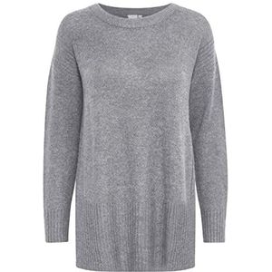 ICHI Ihkamara Long Ls Sweater dames, 200318/grijs melange, XL, 200318/grijs melange