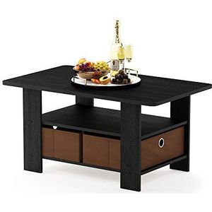 Furinno Andrey Salontafel met vuilnislade, bruin, dicht hout, Americano/middenbruin, één maat