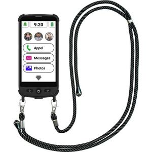 Swissvoice - S510-M smartphone + magnetische oplaadkabel + beschermhoes met schouderriem - Eenvoudig te bedienen - SOS-knop - Senior 4G smartphone - ontgrendeld - zwart