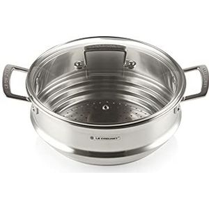 Le Creuset Grote stoomkoker met glazen deksel, Ø 24 cm, roestvrij staal, 96101924001000