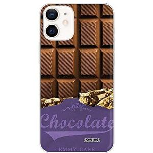 Evetane Beschermhoes compatibel met iPhone 12 Mini, zacht, siliconen, robuust, ultrarobuust, dun, transparant, chocolade, modieus motief
