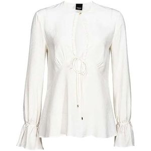 Pinko Bambi Blusa Crepe de China Jac Blouse voor dames, Z00_Wit-Gelato Vaniglia, 38, Z00_Wit-Gelato Vaniglia