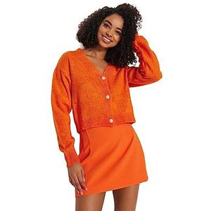 Trendyol FeMan Regular Fit Basic V Neck Knitwear Cardigan, Orange, S, Orange, S