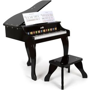 small foot Grote elektronische piano van hout met kruk, voor kinderen vanaf 3 jaar, 12622, zwart