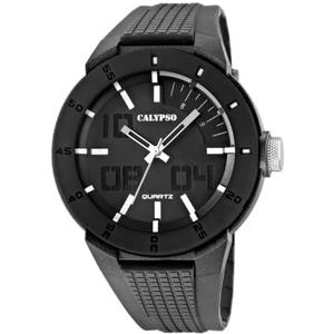 Calypso Watches - K5629/1 – herenhorloge – kwarts – analoog – armband van kunststof grijs, Zwart/Grijs, riem