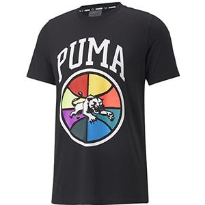 PUMA Heren Regular Tops T-shirt Basketbal Korte Mouw Box Out 1 Heren, zwart.