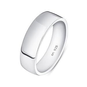 Amberta Herenring van 925 sterling zilver, herenring, massief zilver, gepolijst, breedte 5, 6, 8 mm, eenvoudige trouwring