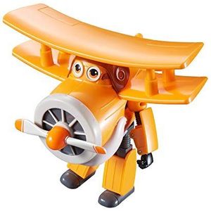 Super Wings Transforming Grand Alber Speelgoed Vliegtuig en Robot Figuur Transformeerbaar figuur en robot uit de animatieserie Speelgoed voor kinderen vanaf 3 jaar - 12 cm, Oranje