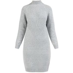 usha WHITE LABEL Lynnea Midi gebreide jurk met lange mouwen Lynnea midi-jurk voor dames (1 stuk), grijs.