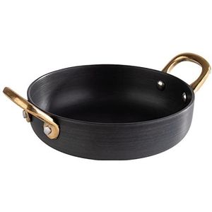 APS 40741 Aluminium serveerpot met messing handgrepen zwart Ø 13,5 cm 0,3 l