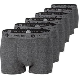 STARK SOUL Set van 6 boxershorts voor heren, katoen, boxershorts, maat M-XXL, 6 stuks grijs gemêleerd
