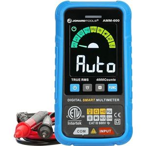 Jonard Tools AMM-600 ETL-gecertificeerde automatische intelligente digitale multimeter, 4000 punten TRMS A/C D/C-test, spanning, weerstand, continuïteit, frequentie, capaciteit, diode, NCV en live