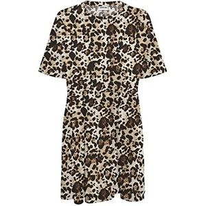 Noisy may Nmkerry S/S Short Aop Dress S* Curve Jersey Jurk Dames, zwart/luipaardprint