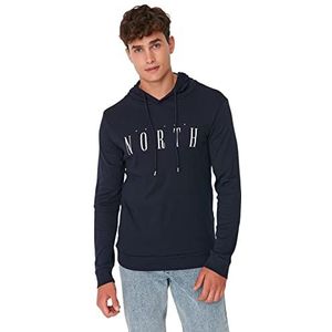 TRENDYOL T-shirt slim standard en tricot pour homme, bleu marine, S